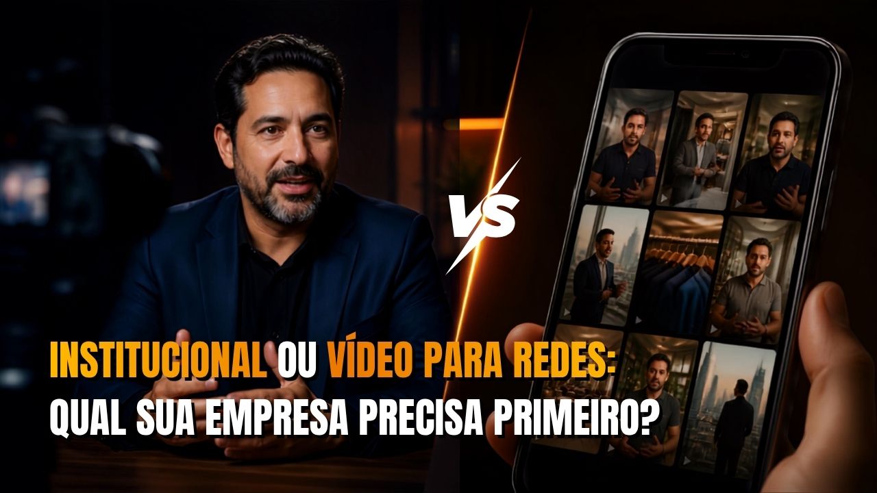 Comparação entre produção de vídeo institucional e vídeos para redes sociais