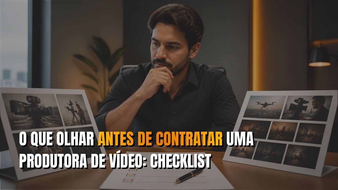 Empresário avaliando critérios para contratar uma produtora de vídeo