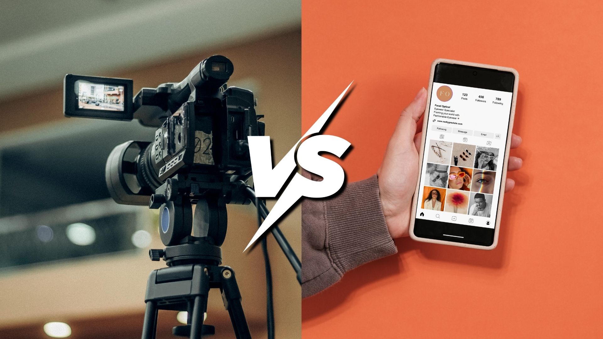Comparação entre produção de vídeo institucional e conteúdo para redes sociais