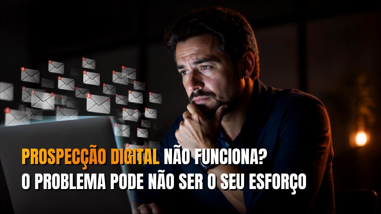 Profissional analisando mensagens de prospecção digital no computador