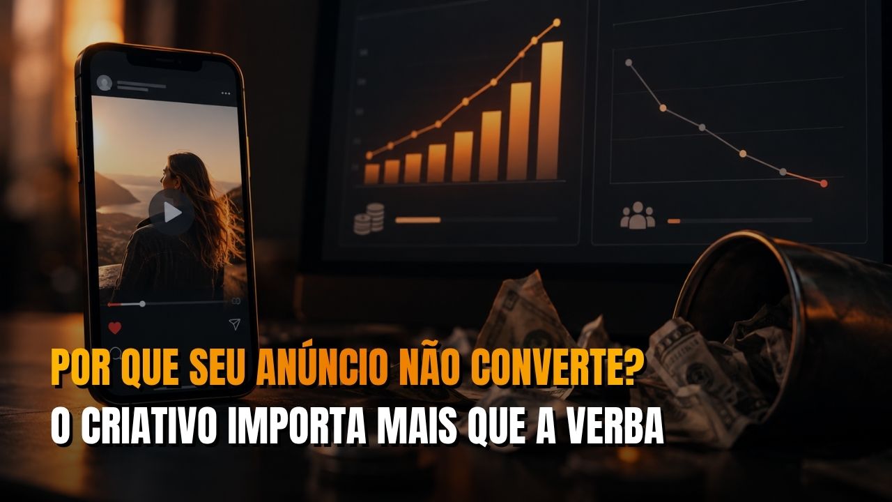 Anúncio em vídeo com alta verba e baixa conversão na tela do celular