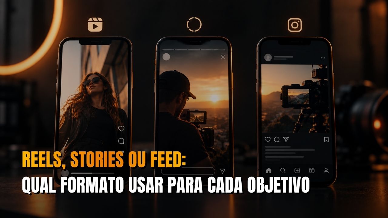 Comparação entre os formatos Reels, Stories e feed nas redes sociais